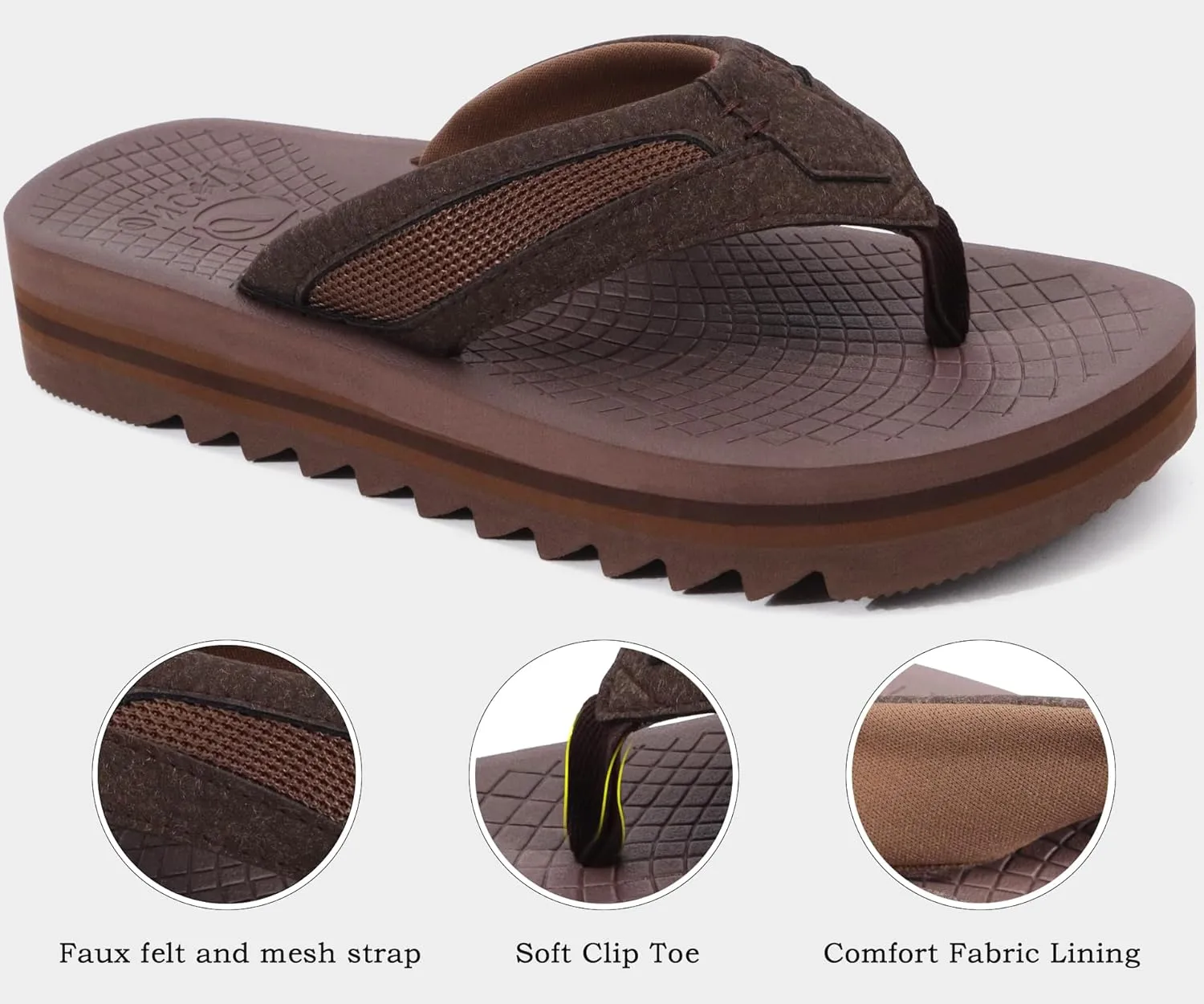 ONCAI Men's Flip Flops with Arch Support Orthotic Cushion Recovery Walking Slide Sandals for Men with Platform Summer Comfortable Soft Rubber Soles??US Size 7-15??