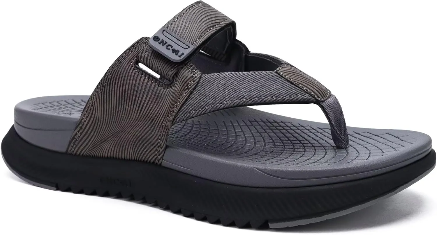 ONCAI Mens Orthopedic Flip Flops Men's Walking Sandals with Arch Support Sport Recovery Sandal for Man size 7-14