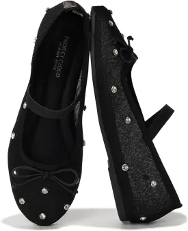 Project Cloud Ballet Flats for Women - Crystal-Embellished Mesh Ballet Flats for Women Footwear - Non-Slip Mary Jane Shoes with Memory Foam - Casual Footwear for All-Day Comfort (Amity)