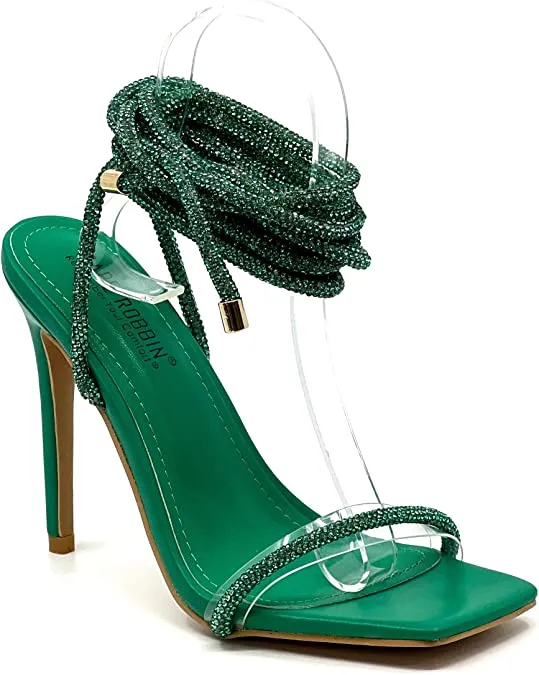 Rhinestone Lace Up Heel Bellisimo by Cape Robbin