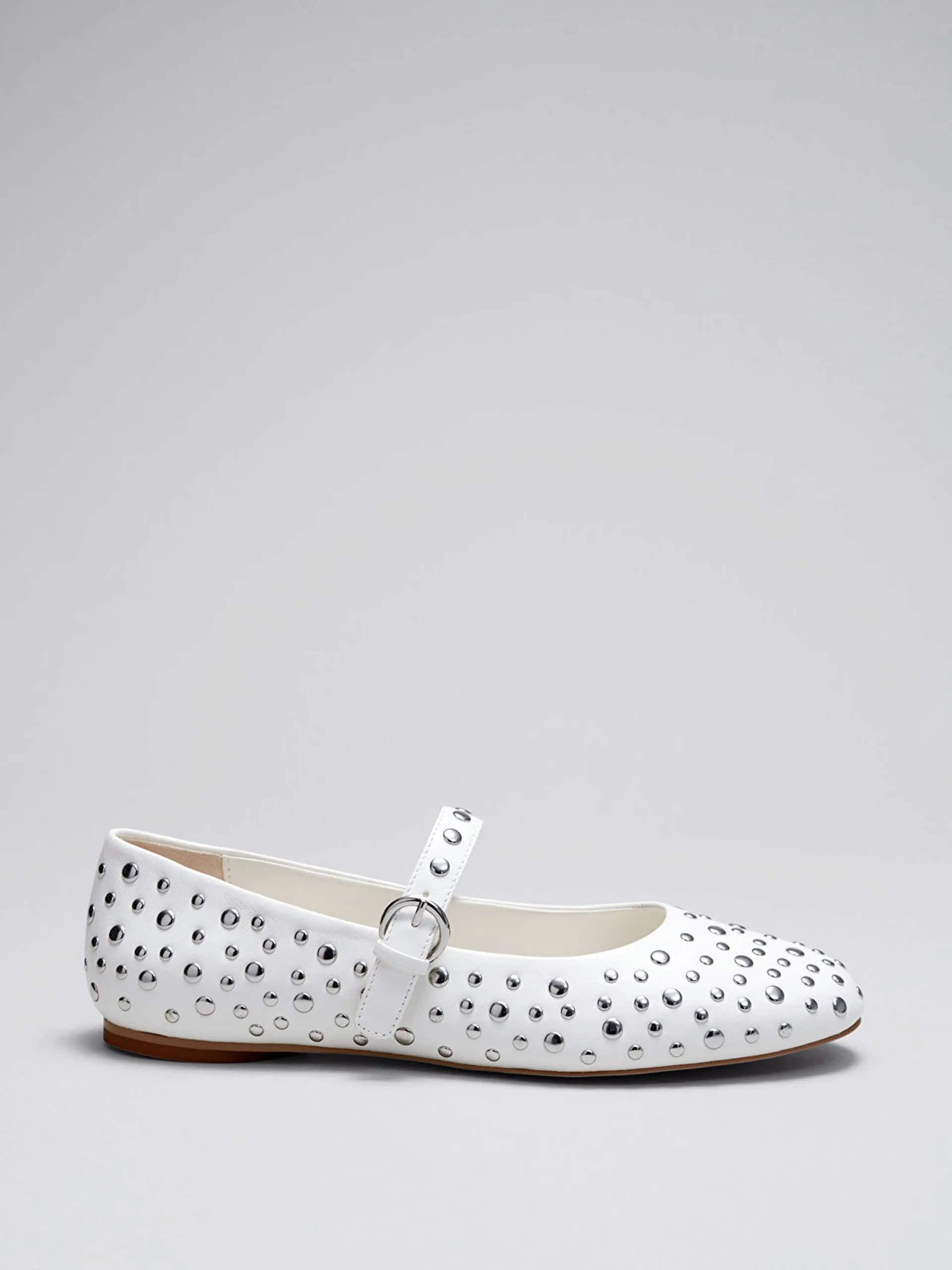 Studded leather ballet flats