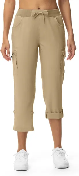 TBMPOY Womens Cargo Capris with Pockets Lightweight Hiking Capris Pants Quick Dry Casual Cropped Pants Summer Trip Cotton