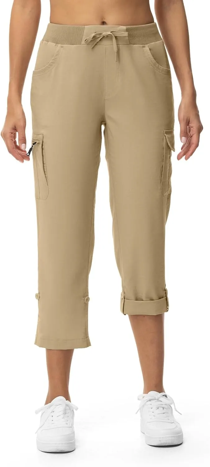 TBMPOY Womens Cargo Capris with Pockets Lightweight Hiking Capris Pants Quick Dry Casual Cropped Pants Summer Trip Cotton