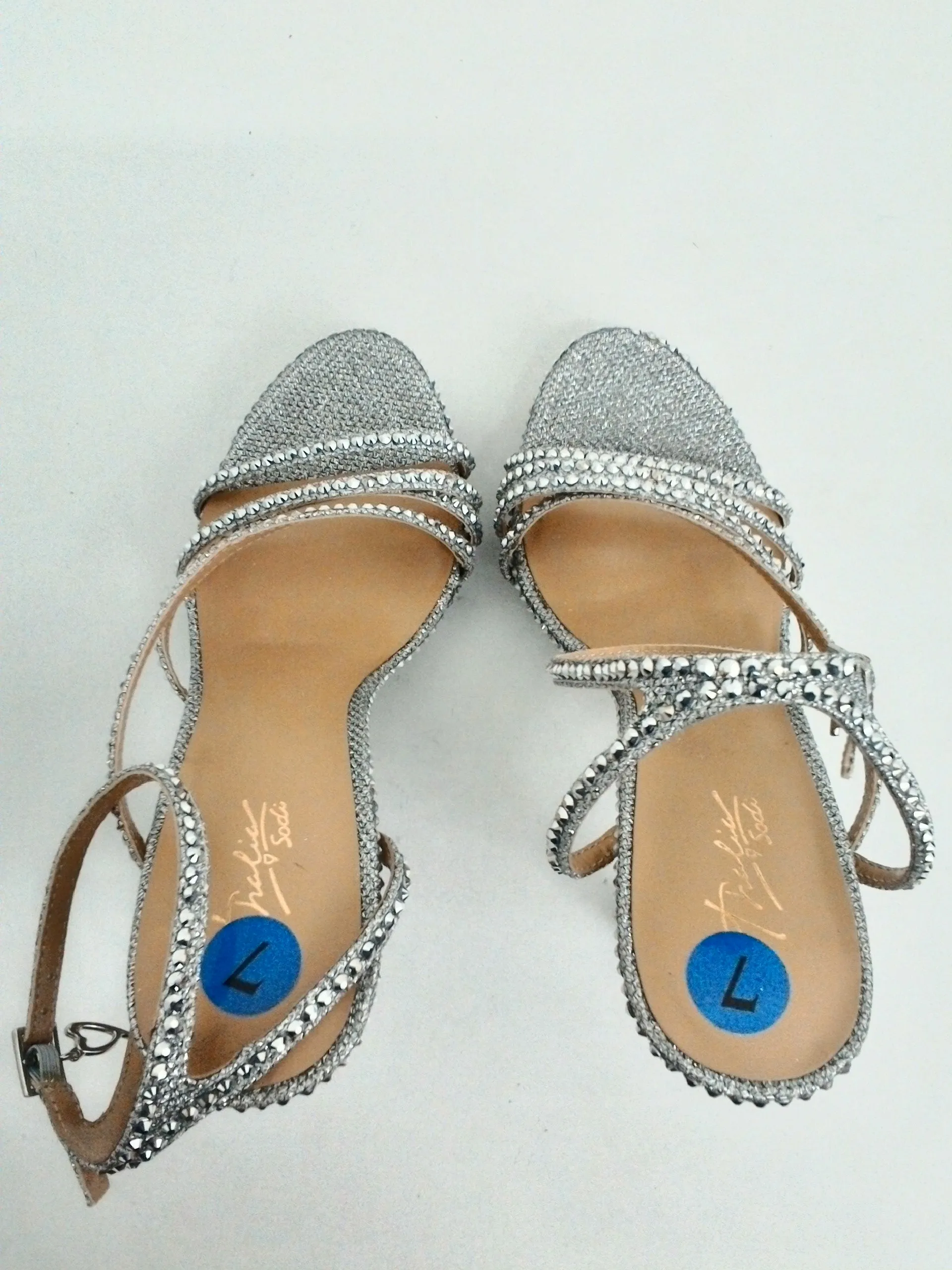 Thalia Sodi Women's Silver Livy Heeled Sandals Size 7 M