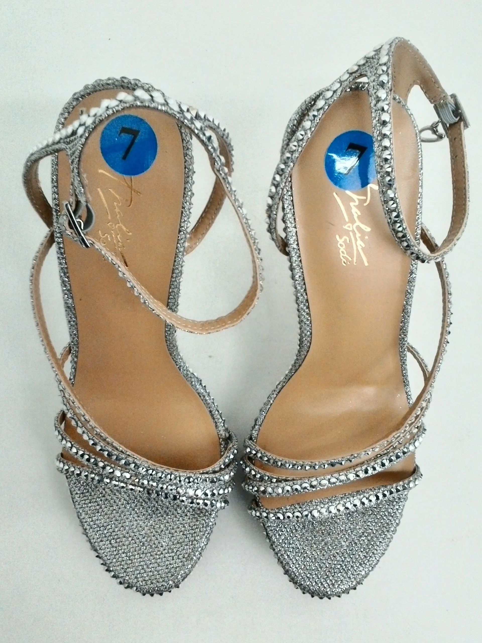 Thalia Sodi Women's Silver Livy Heeled Sandals Size 7 M