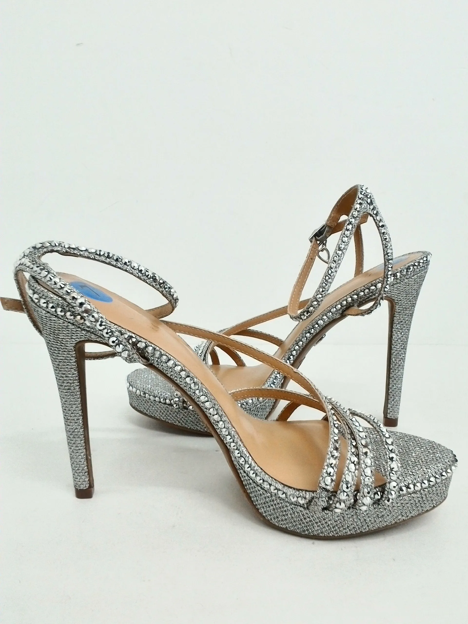 Thalia Sodi Women's Silver Livy Heeled Sandals Size 7 M