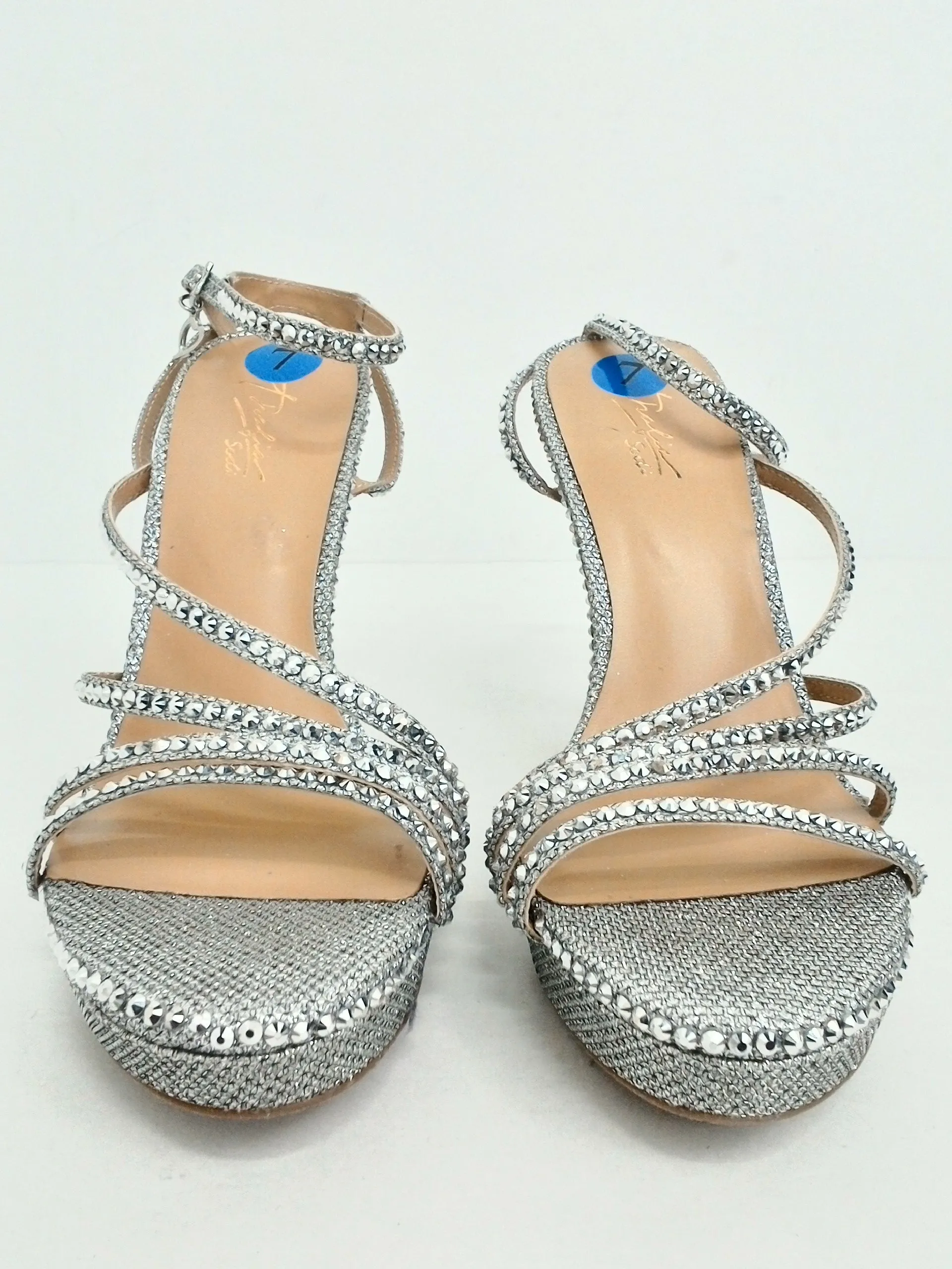 Thalia Sodi Women's Silver Livy Heeled Sandals Size 7 M