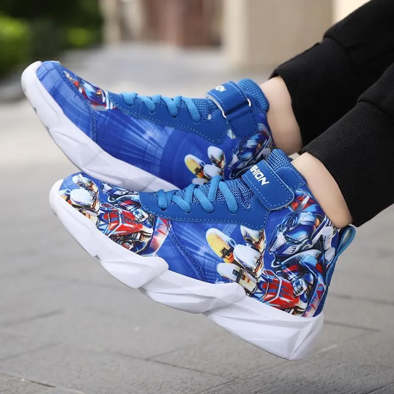 Toddler Little Kid Cartoon Sport Shoes Big Boys High Top Sneakers for Running Basketball Tennis Hiking