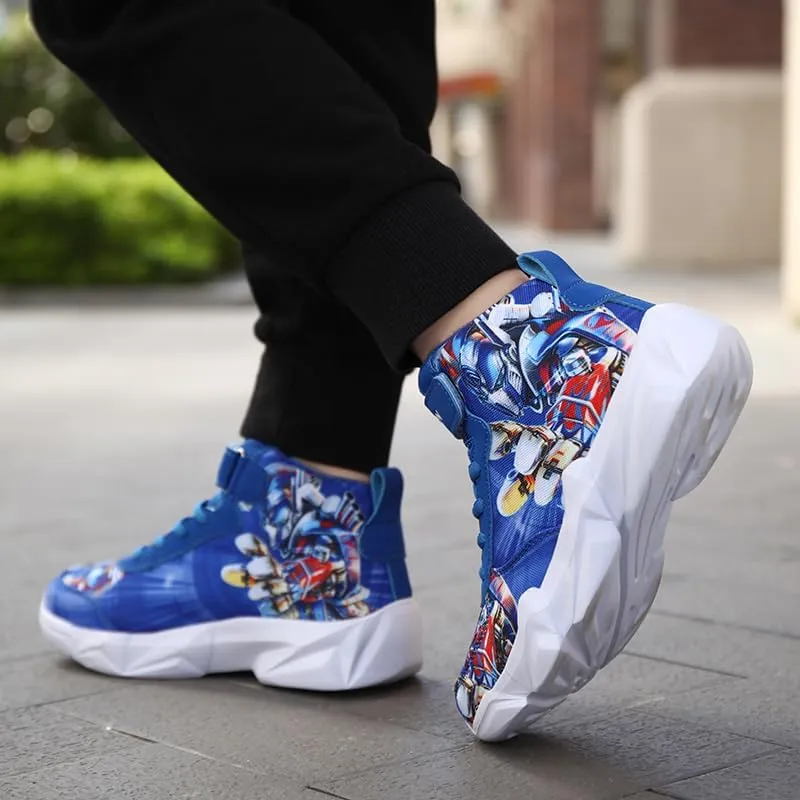 Toddler Little Kid Cartoon Sport Shoes Big Boys High Top Sneakers for Running Basketball Tennis Hiking