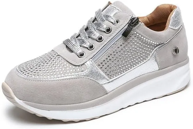 Women's Wedge Platform Sneakers Fashion Ladies Lace Up Hidden High Heel Lightweight Walking Shoes Comfort Non Slip Athletic Running Sports Shoes for Outdoor Climbing Hiking